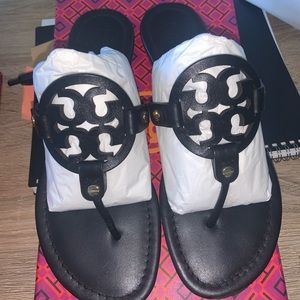 Tory Burch Black Miller Leather Sandals